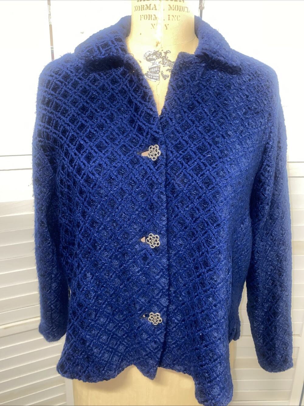 Vintage Limelight Blazer Women’s Career Jacket Blue Small Velour Textured
